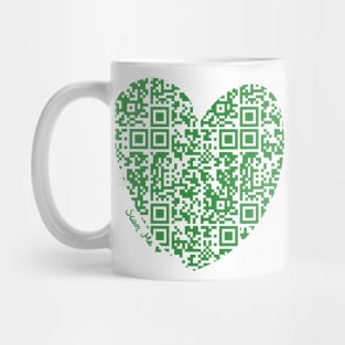 Green Rick Astley Rickroll QR Code Heart Art Mug